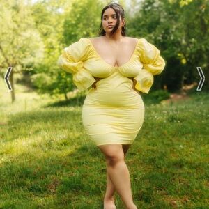 Denise Mercedes X REBDOLLS Champagne Dreams Mini Bodycon Dress Yellow Size 4x